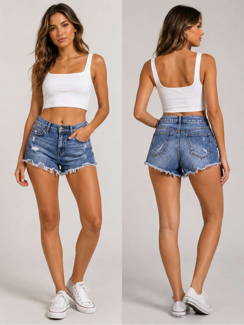 Celebrity Pink Womens 6 Distressed Denim Shorts Light Wash Frayed Hem Stretch